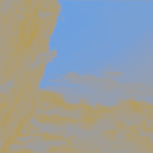The b-star channel alone: yellow-brown on the rock and vegetation, blue in the sky